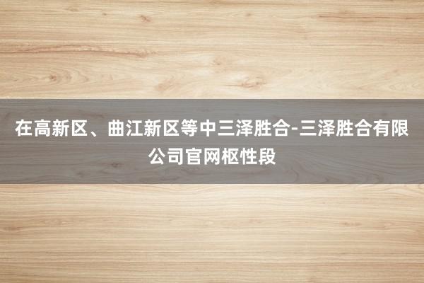 在高新区、曲江新区等中三泽胜合-三泽胜合有限公司官网枢性段
